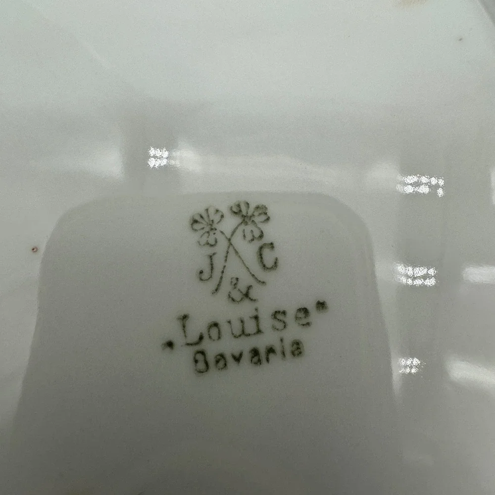 J&C Louise Bavaria Antique Porcelain Cake Plate Yellow Roses Gold Gilt Signed